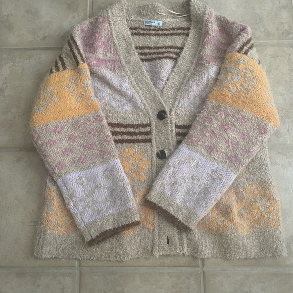 Arizona Jean Company Cream and Pink Cardigan - Picture 2 of 5